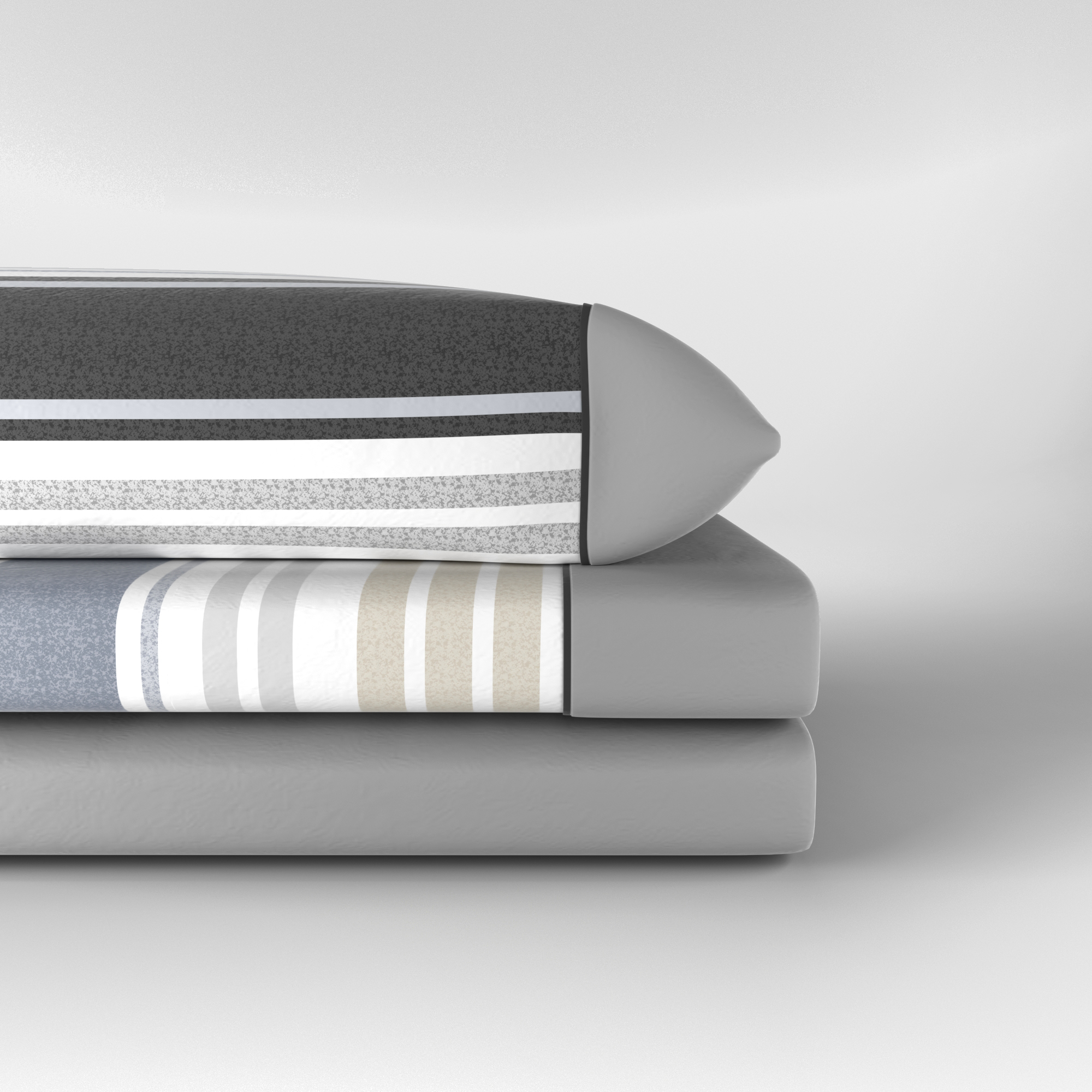 Juego de Sábanas Denisse Gris 3 Piezas para Cama 90, 105, 135, 150 y 180 – 50% Algodón 50% Poliéster – 144 Hilos – Bajera Ajustable 30 cm – Con Vivo y Cenefa - Roomers by Hms