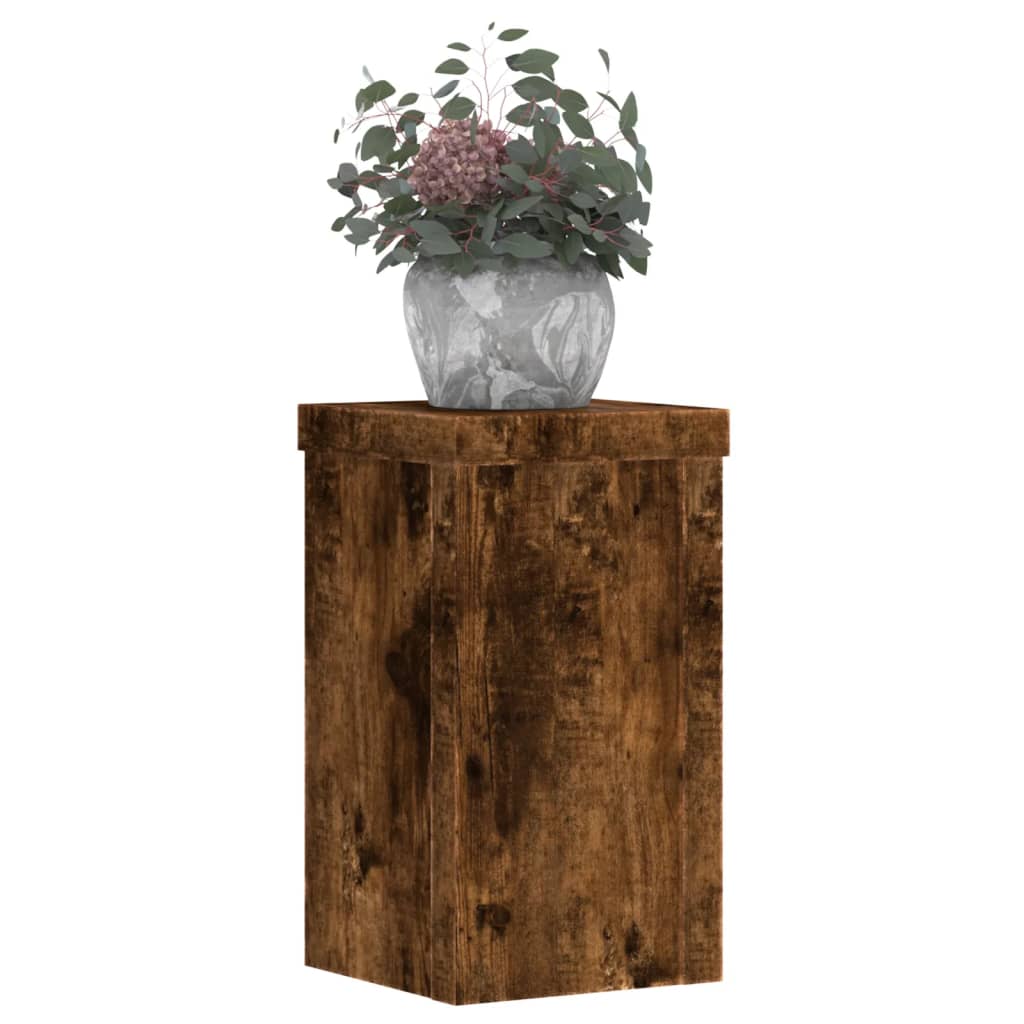 vidaXL Soportes de plantas 2 uds madera 10x10x18 cm Color Gris hormigón,  Gris sonoma,  Blanco y mas