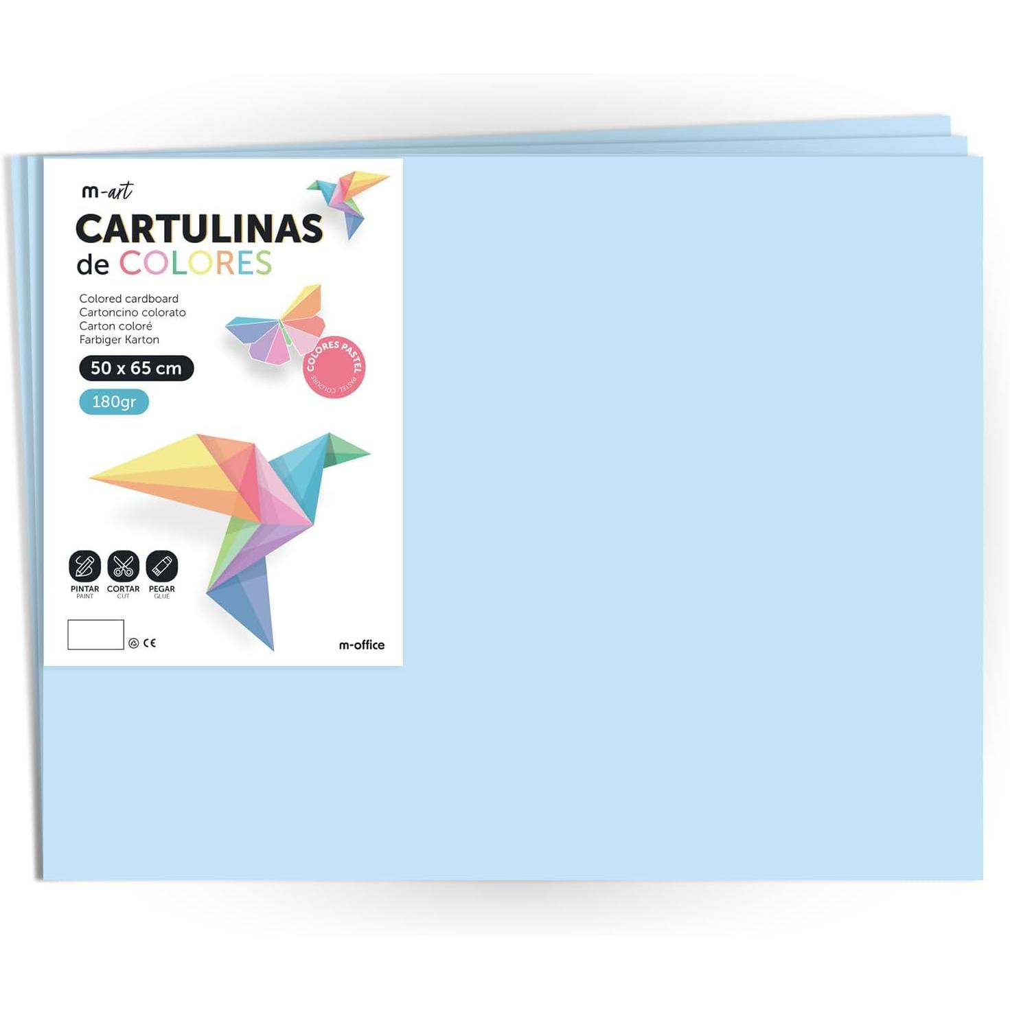 m-office Cartulina Colores Pastel 50x65cm 180gr para Manualidades