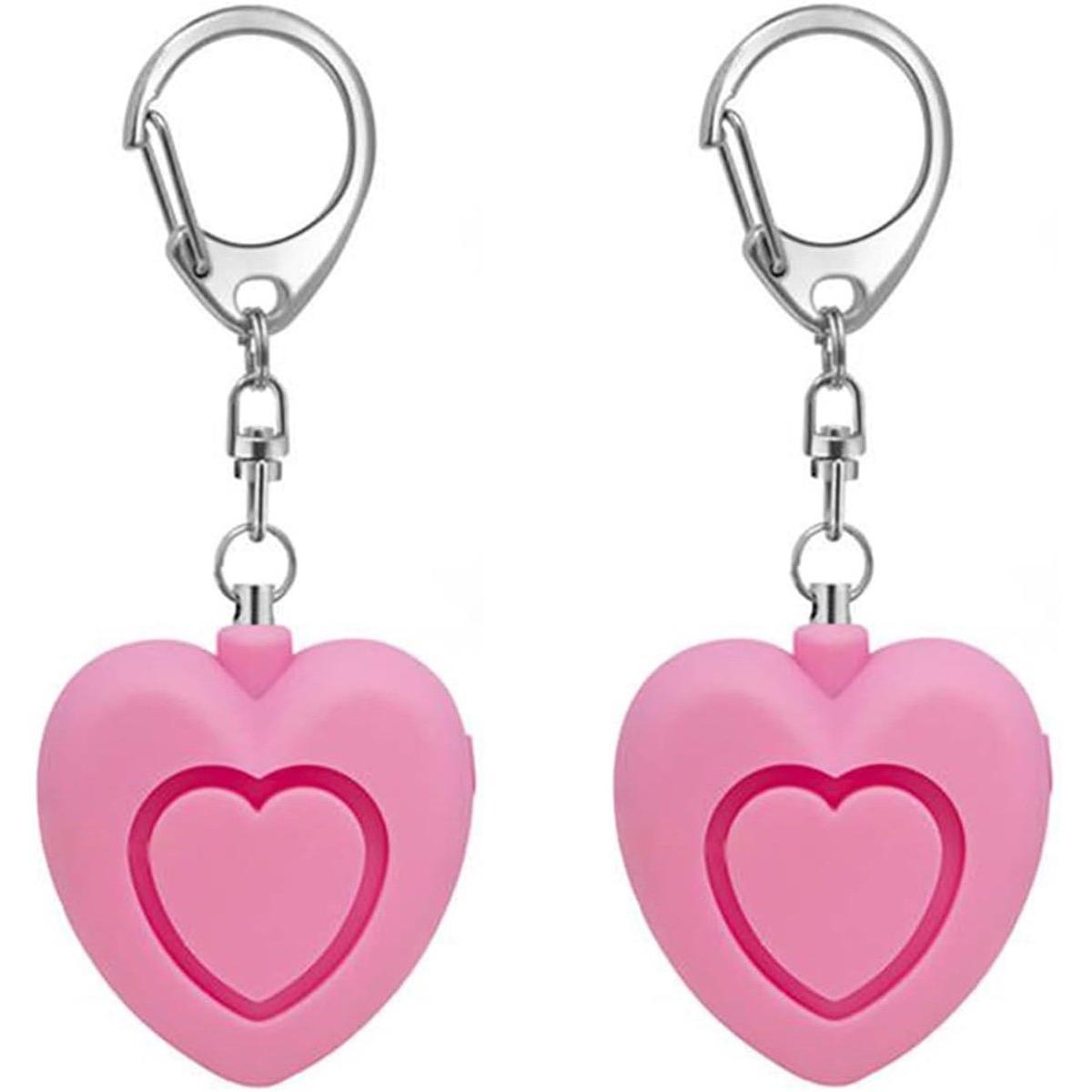 Alarma personal de bolsillo - 2 piezas - Con linterna - Llavero - Alarma de pánico - Botón de alarma personal de seguridad - Sirena de autodefensa - Para mujeres, niñas y personas mayores - Autodefensa - Rosa