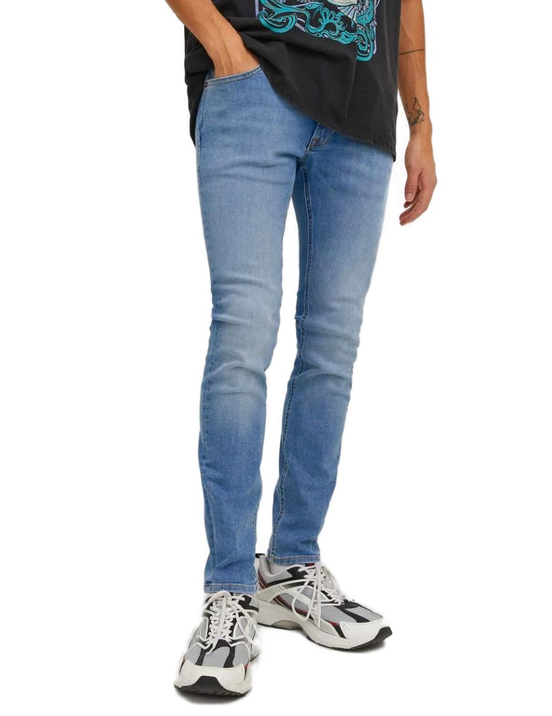 Jack & Jones Pantalón Vaquero Hombre Jack&Jones Liam Skinny Azul Claro Corte Ajustado