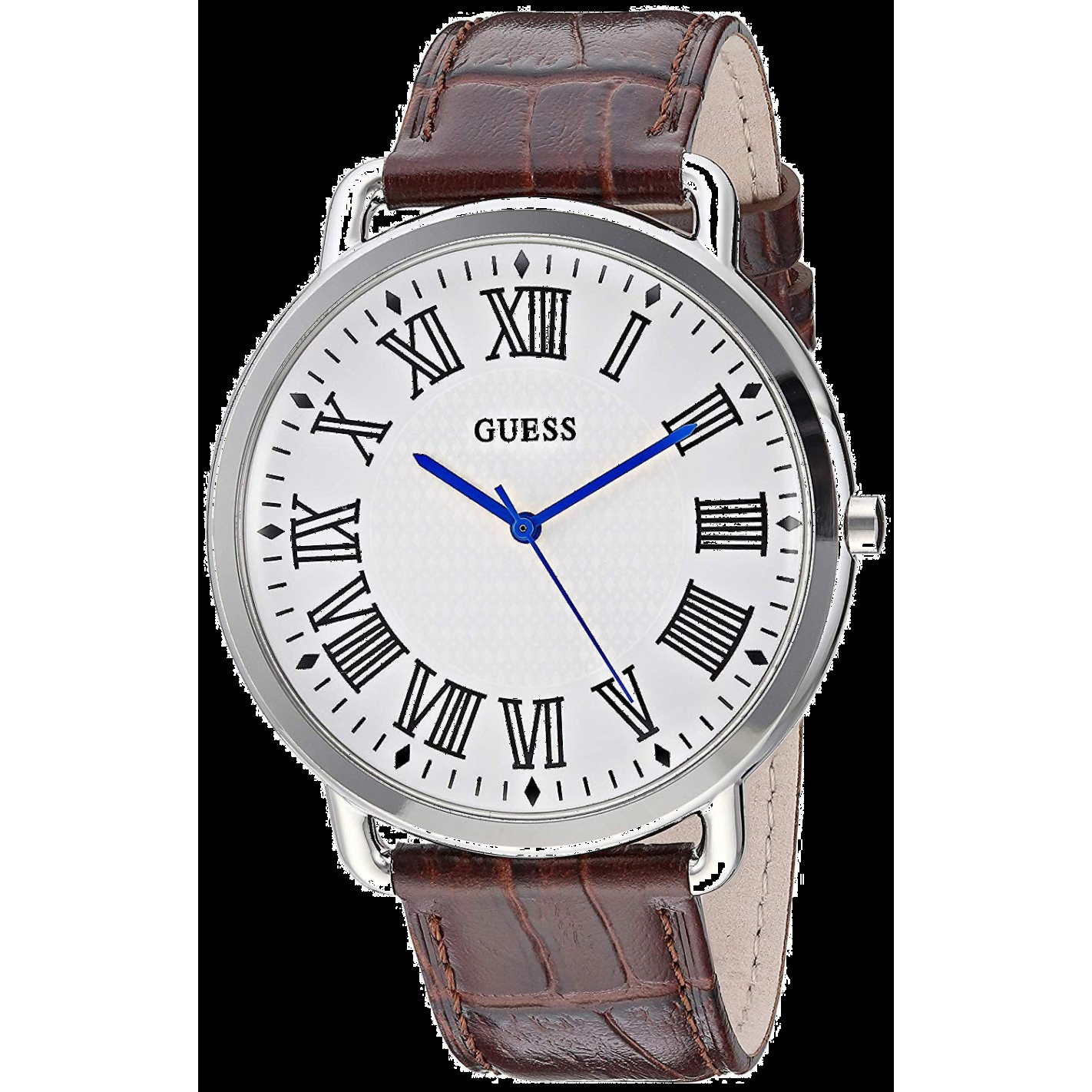 Reloj Guess Lincoln para Hombre, Cuarzo, Esfera Blanca, Correa de Piel Marrón, Resistente Al Agua 30m