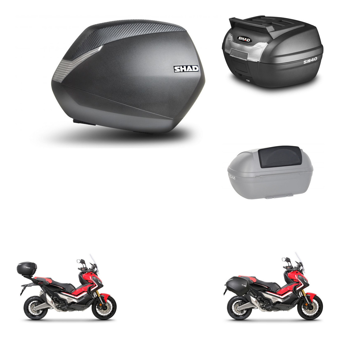 Baul Trasero + Maletas Laterales + Respaldo De Pasajero + Herraje 3P + Herraje Montaje Sh36 Sh 36 KIT-248896