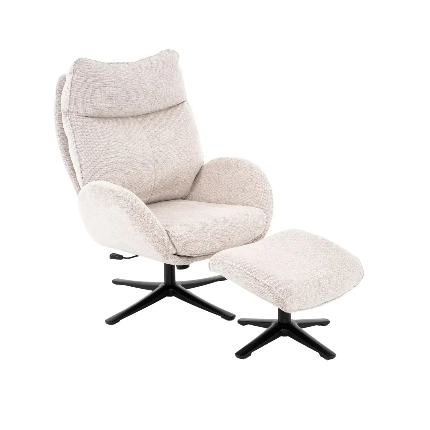 Lúzete - Sillón Con Reposapies Arena Nozomi  Tapizado Textil, Interior De Madera Contrachapada Y Foam. Patas Metálicas