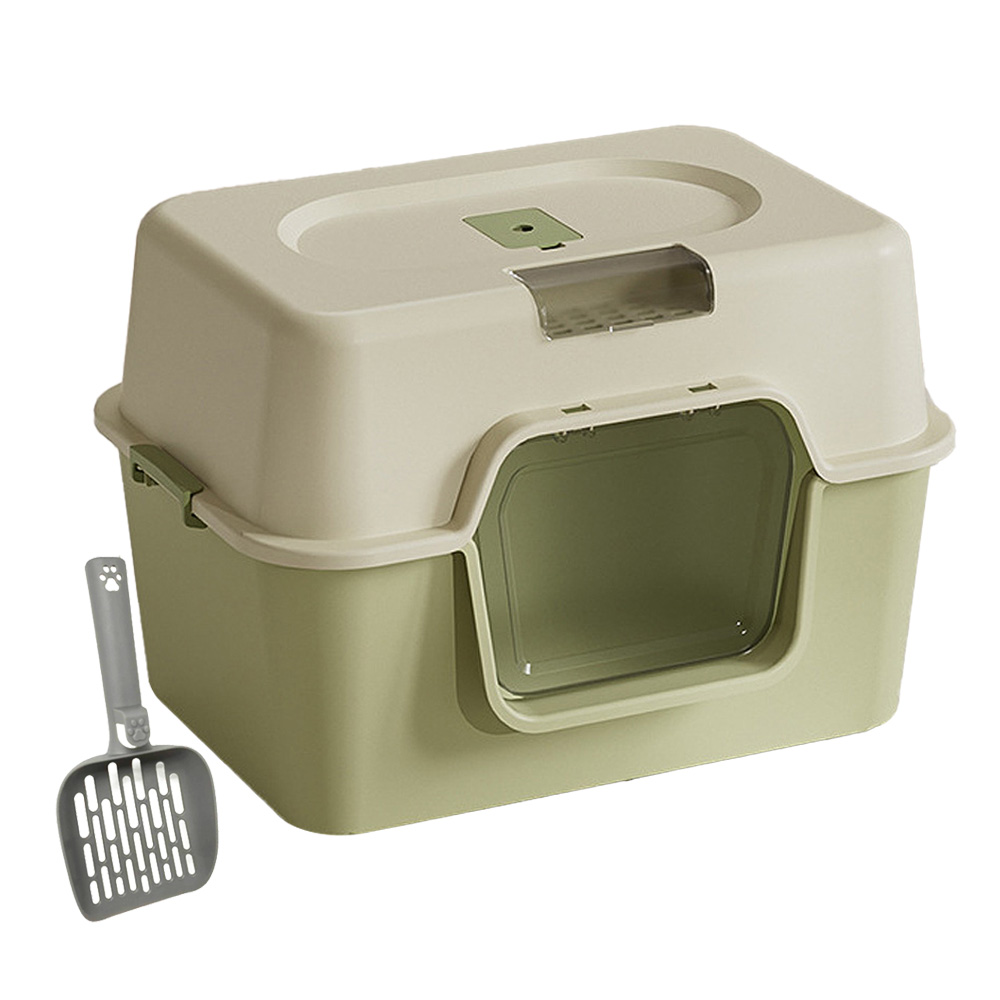 Caja de Arena para Gatos con Pala – Diseño Cerrado, Bandeja Extraíble, Antiderrames y Antiodores, Fácil de Limpiar