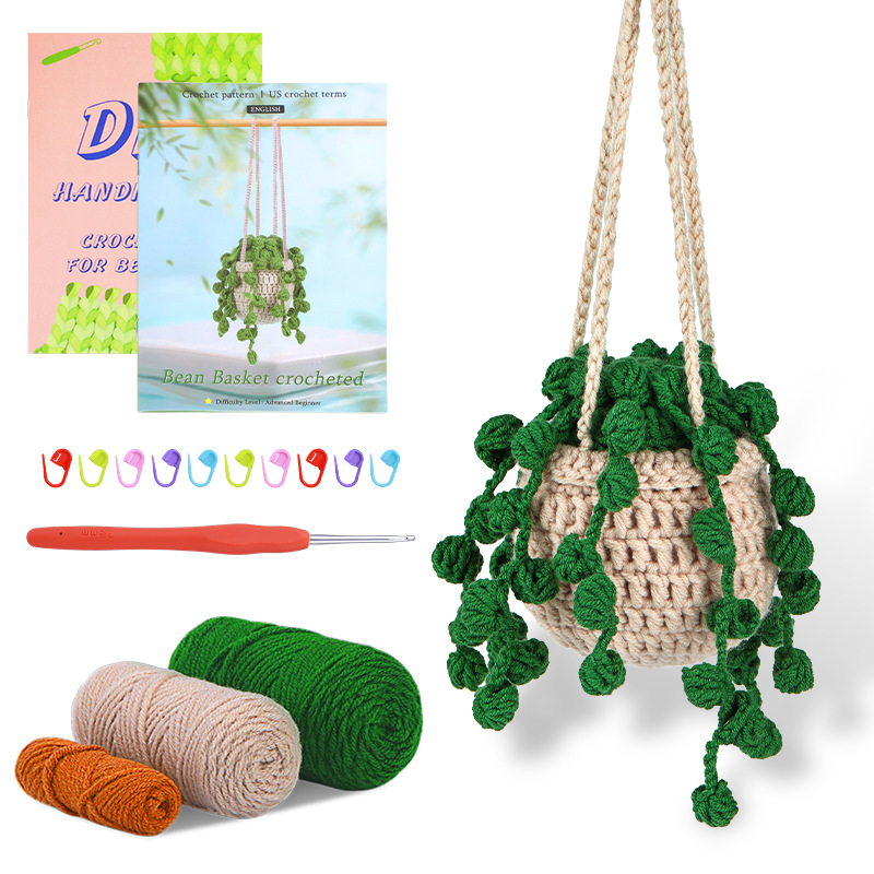 Macrame Plant Hanger Kit for Beginners, DIY Hanging Basket Planter with English Instructions, Cotton Rope for Home Decor