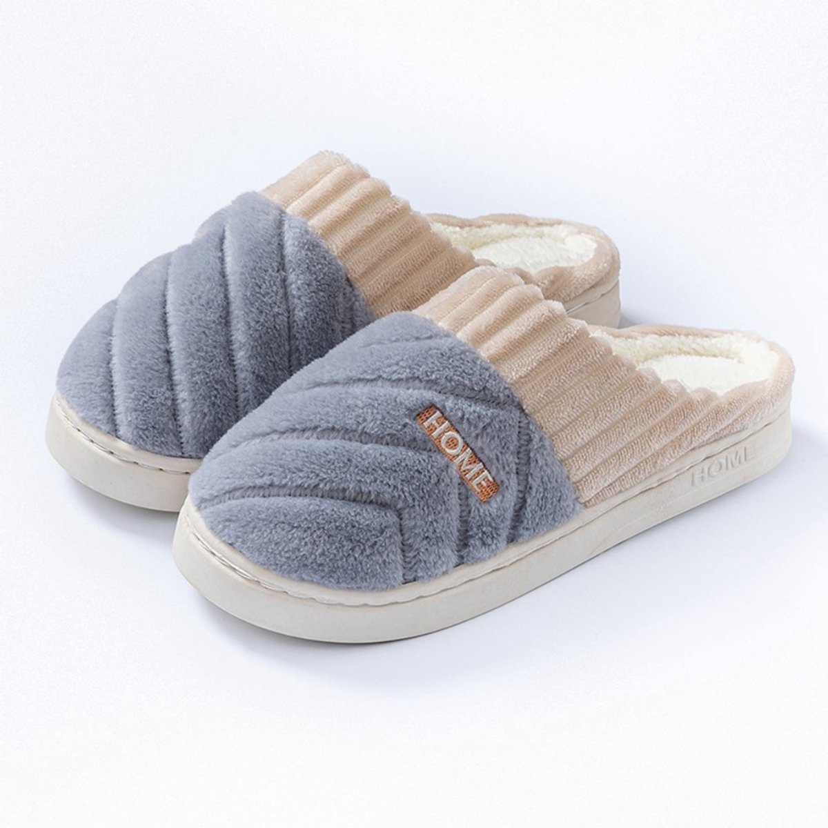 Om Home Pantuflas de invierno para casa - L - talla 44-45 - Largo interior 28 cm - Talla 1-2 tallas más pequeña - Talla recomendada: 1-2 tallas más grande - Suela gruesa para uso en interiores cálidos - Textura antideslizante - Suela gruesa - Pantuflas pa