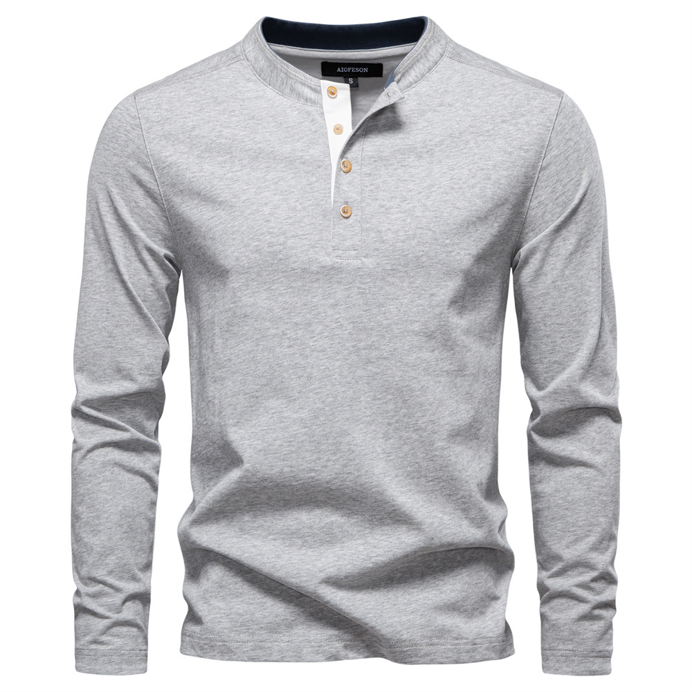 TK Camiseta de manga larga para hombre con cuello Henley y bloques de color, estilo otoño, ideal para un look casual de negocios.