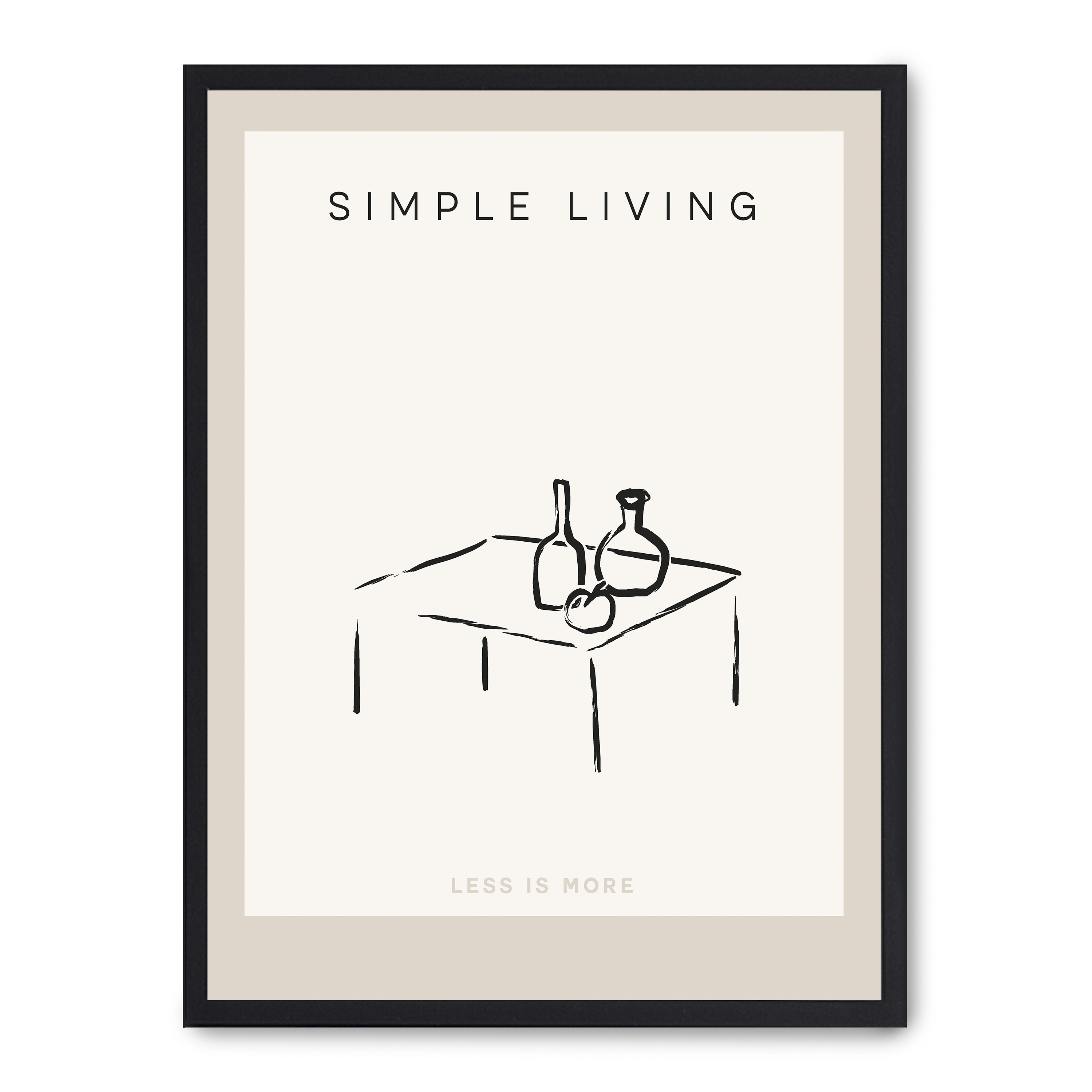 Lámina con marco negro SIMPLE LIVING 21x30 cm, Póster impreso en papel de primera calidad de 180gr, montado sobre marco de madera MDF acabado en negro., Cocina - Gastronomía