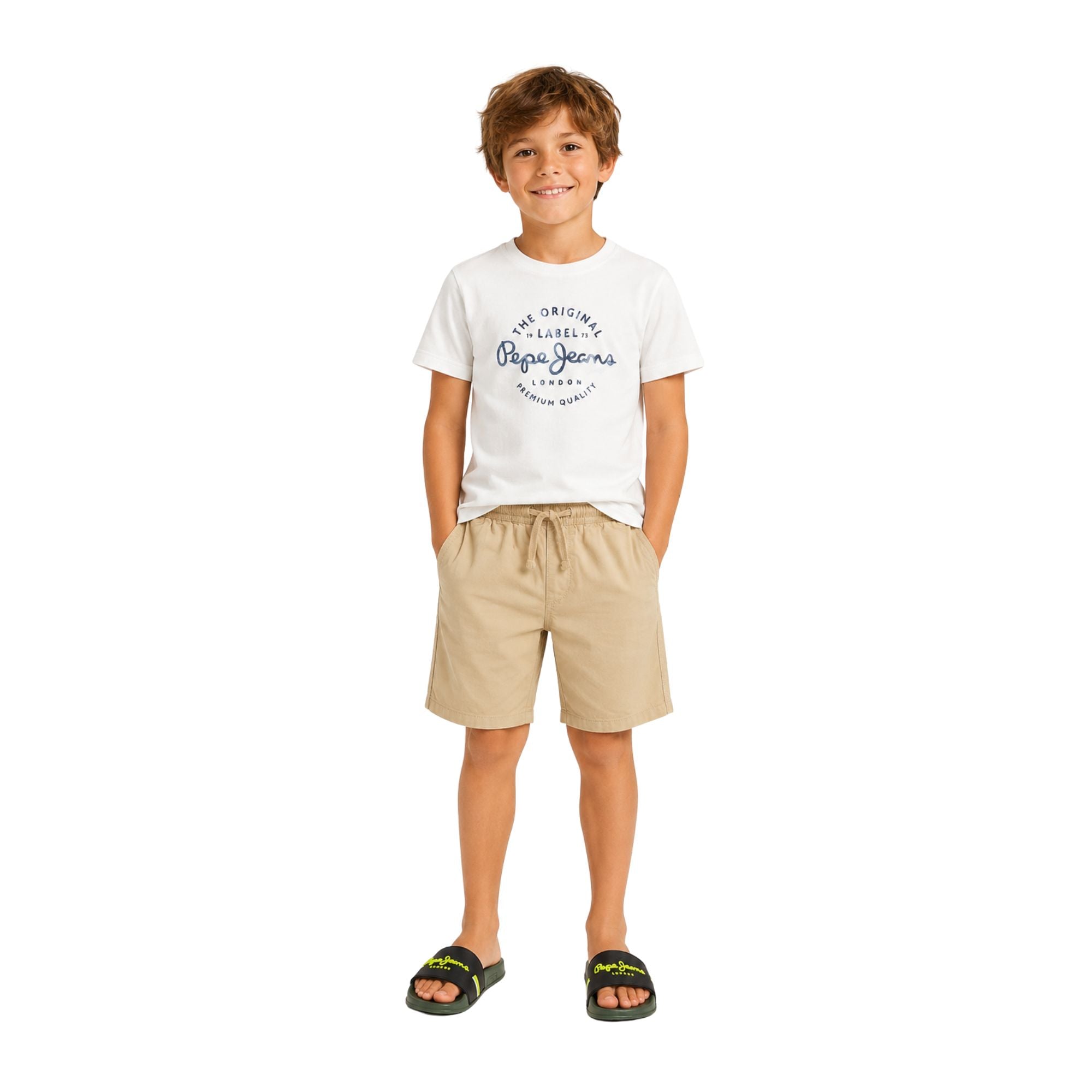 Pepe Jeans – Stephen Pb8000031-833 – Pantalones Cortos Beige Con Cintura Ajustable - Niño