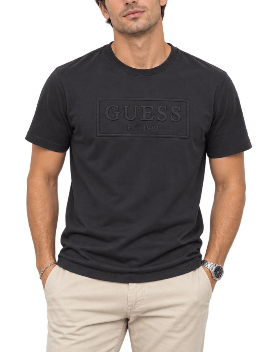 Camiseta Guess Box azul marino manga corta para hombre