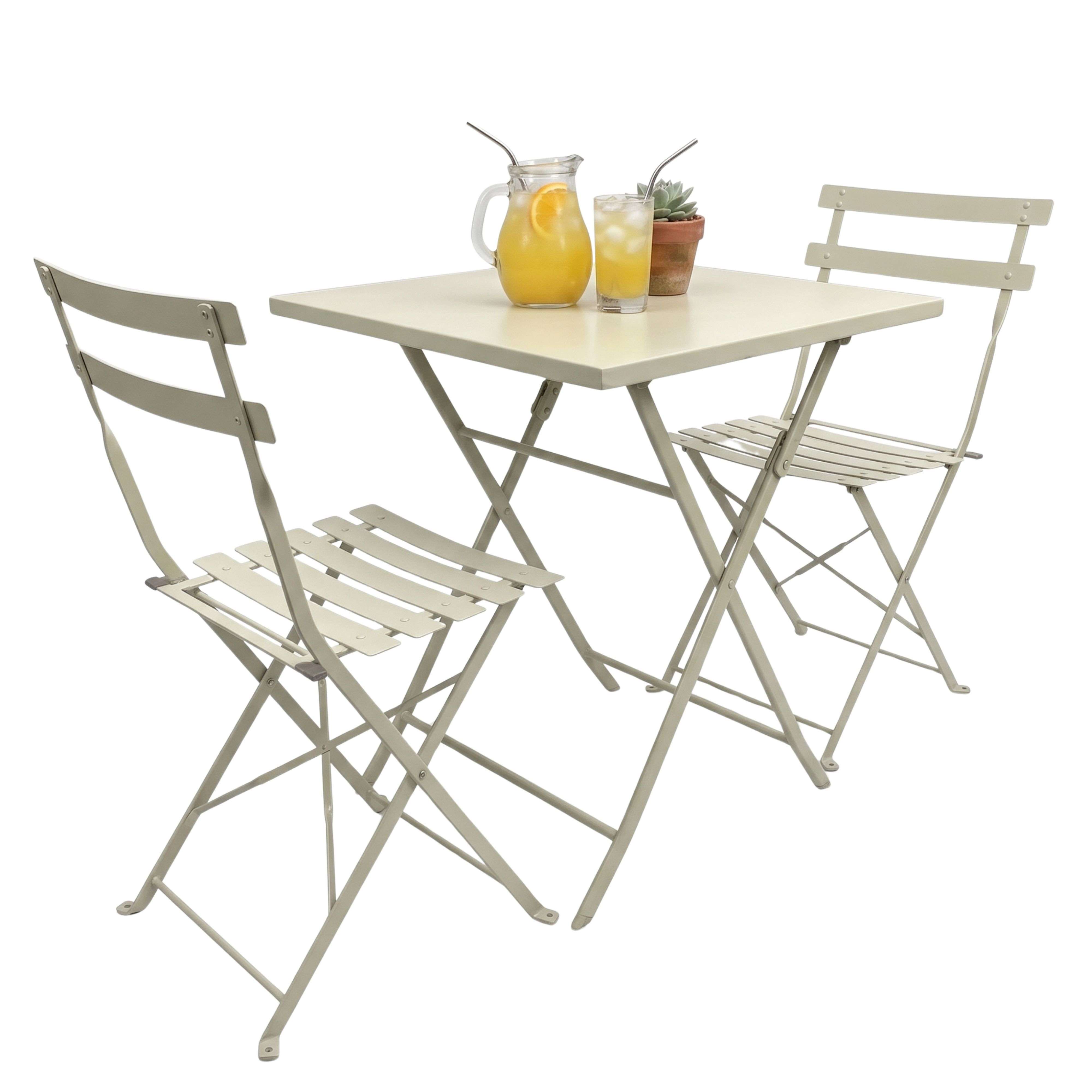 Miroytengo Pack de muebles exterior Greensboro mesa plegable y 2 sillas plegables coordinadas