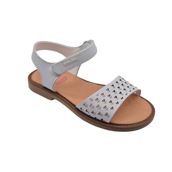 Pablosky - Sandalias deportivas para niña modelo 451500, de piel blanca, ideales para uso diario y actividades al aire libre, cómodas y resistentes
