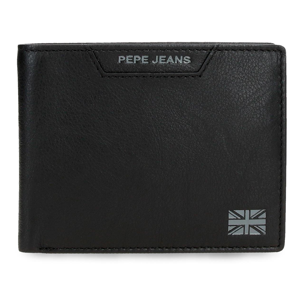 Billetero Pepe Jeans Indiana de Piel con Protección RFID, 12,5 cm x 9,5 cm, Diseño Compacto para Hombre