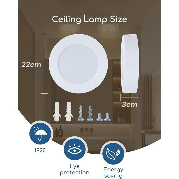 Ked Lámpara de Techo LED Startelectric Plafón 12W 1020LM 6500K