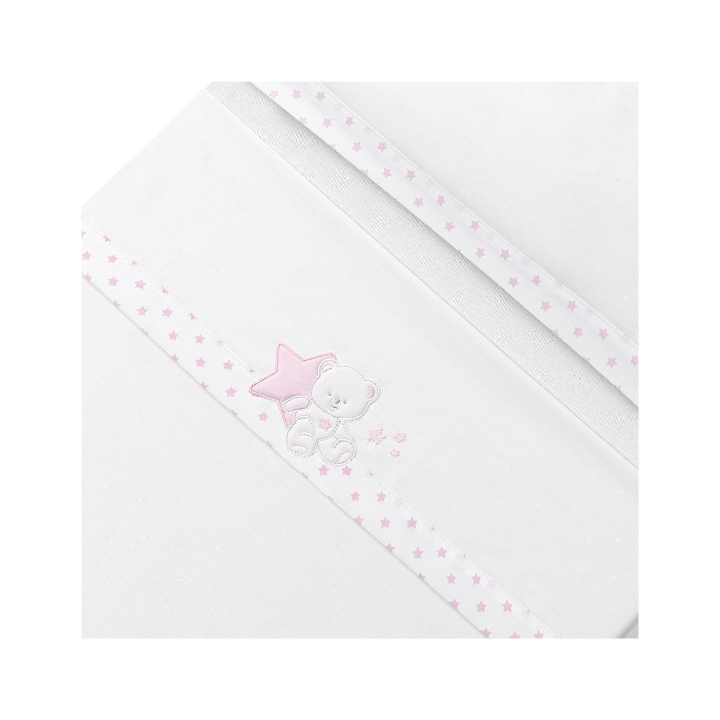 🌙✨ Juego de Sábanas para Cuna de Bebé (3 Piezas) – Algodón Suave con Diseño de Osito en la Estrella + Chupetero de Regalo- Interbaby🧸👶