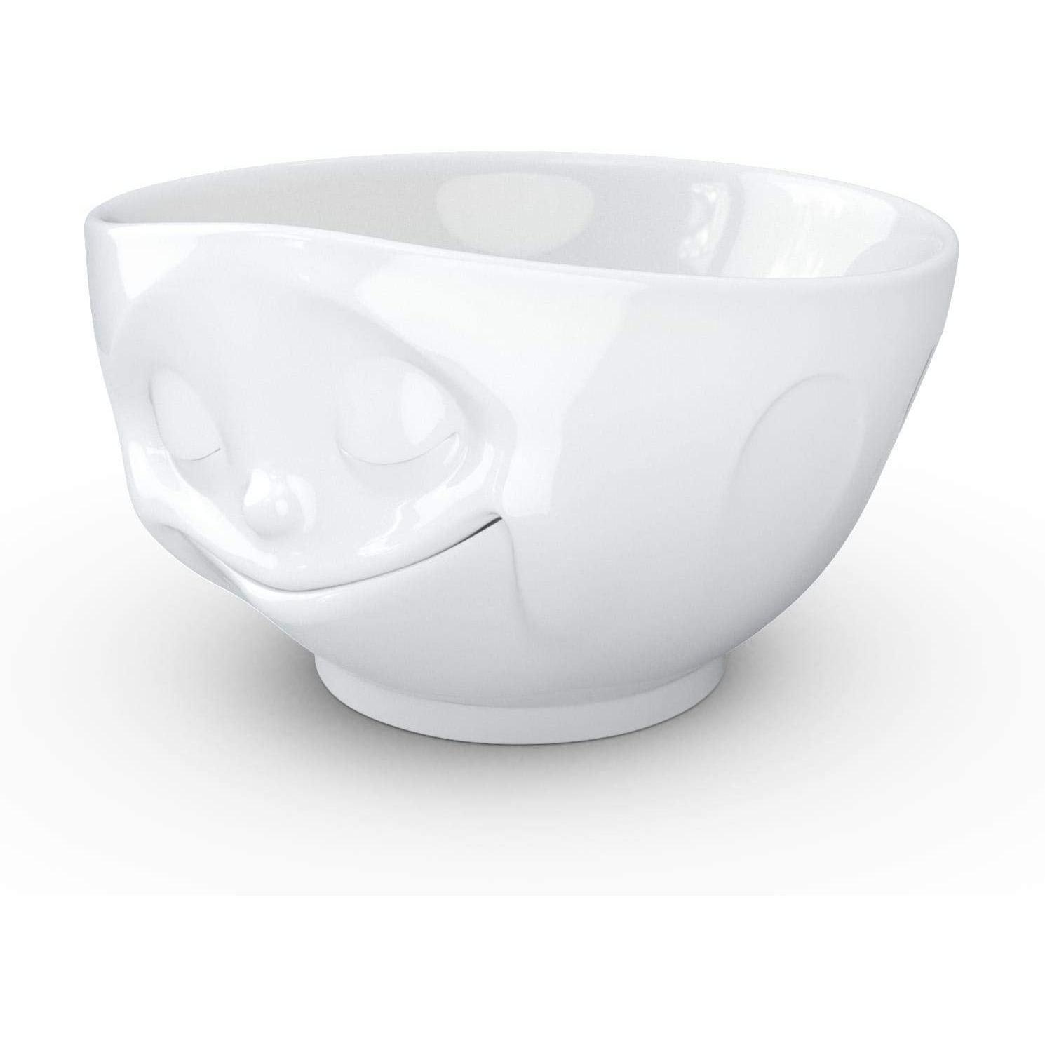 FIFTYEIGHT PRODUCTS Cuenco Blanco Feliz 500 Ml Porcelana Dura para Lavavajillas y Microondas