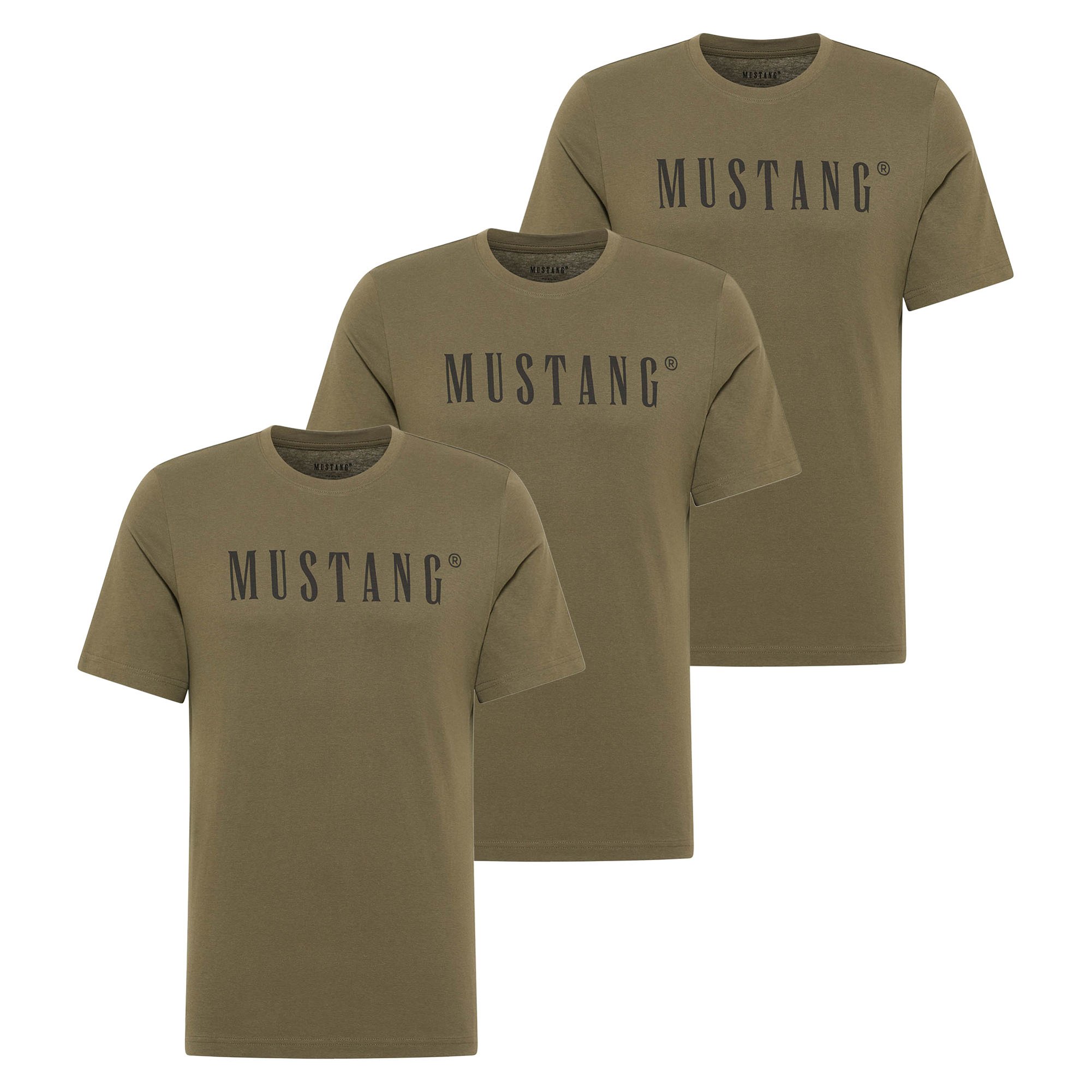 MUSTANG camiseta para hombre paquete de 3 - Austin, logotipo grande, algodón, Single Jersey Style Austin 3P