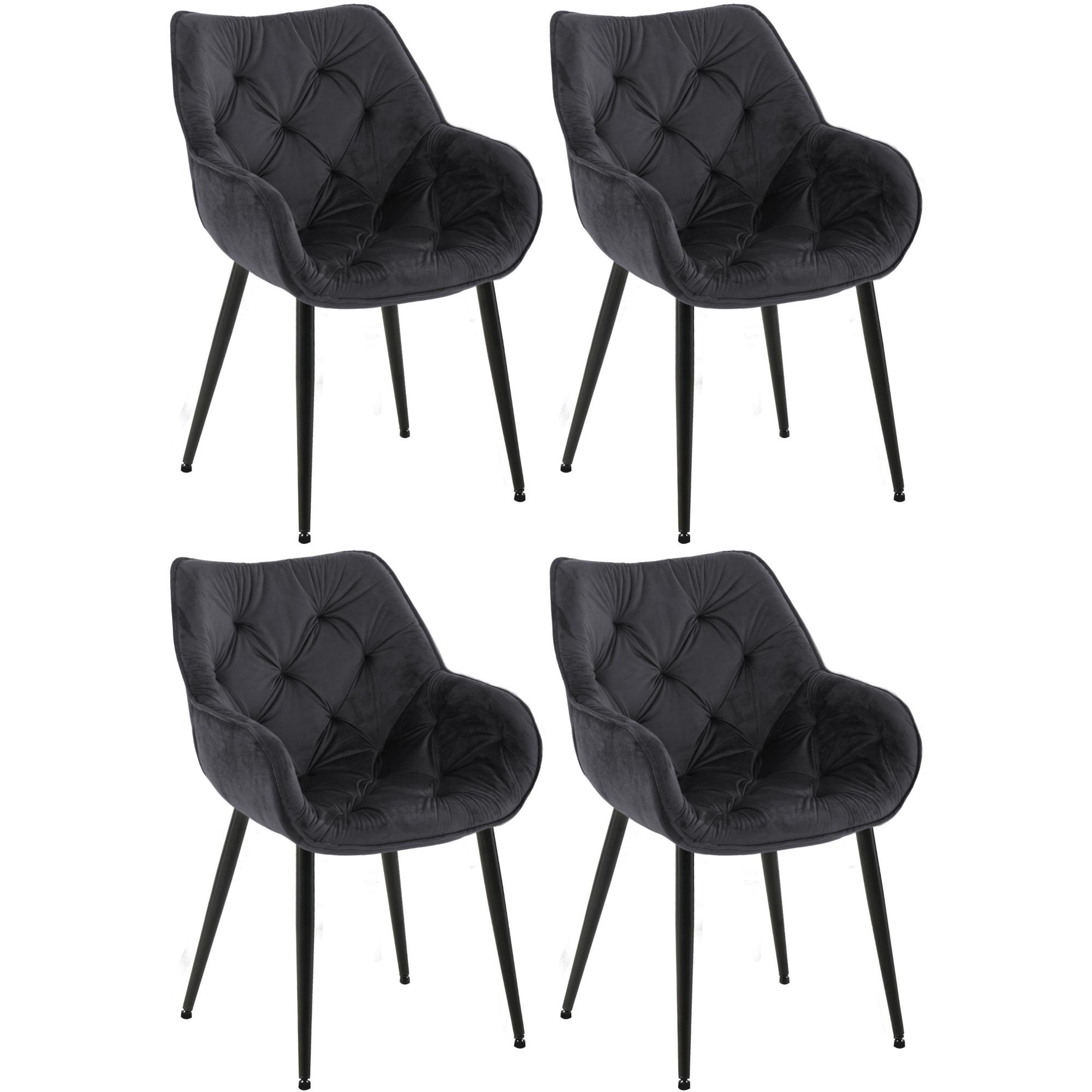 Set de 4 sillas Tanna de saln en terciopelo Negro