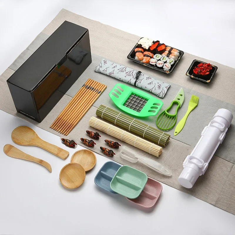 Kit De Hacer Sushi Sushi Maker Set Máquina Molde De Sushi Bazooka Roller Con Almohadilla De Bambú Para Rollo De Verduras Y Carne DIY MOV