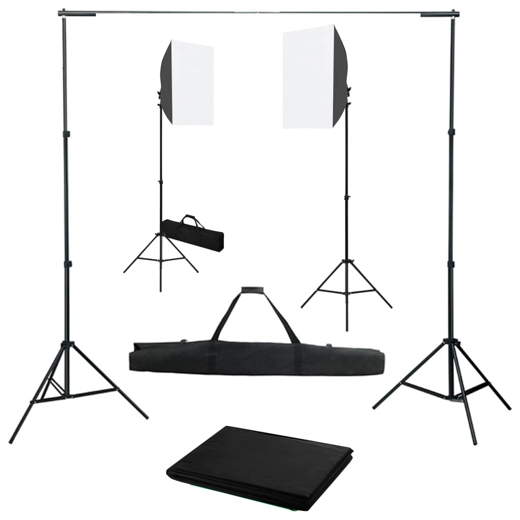 vidaXL Kit de Estudio Fotográfico con Focos Softbox y Telón de Fondo Conjunto Color Verde,  Blanco,  Negro y mas