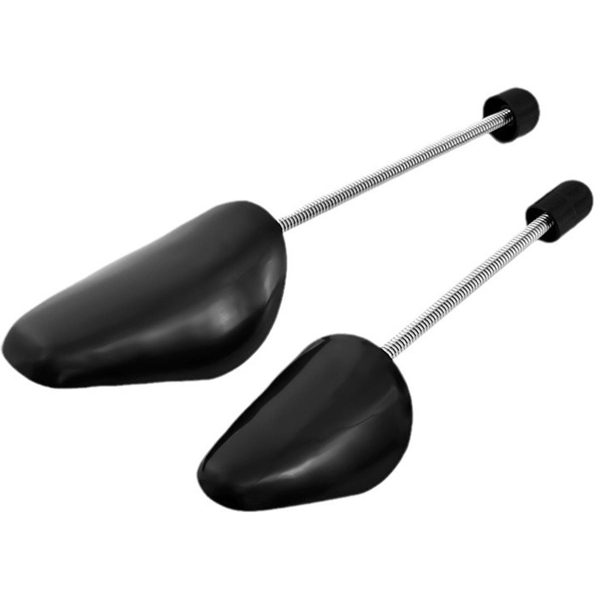 Schoenspanners, een paar plastic schoenspanners met spiraalveren, verstelbare lengte, herenmaten 38 t/m 47, zwart.