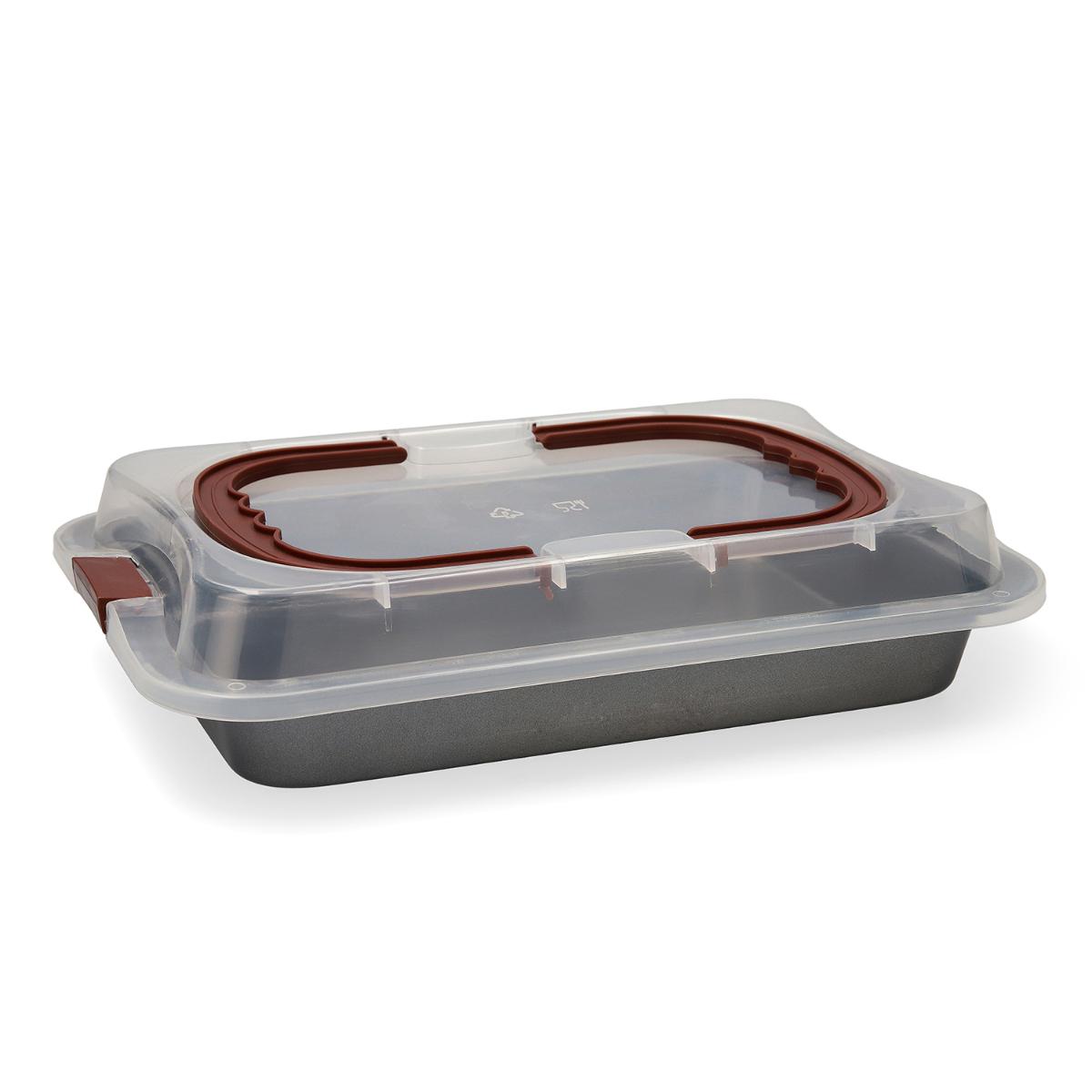 QUID SWEET GREY Molde Cake Con Tapa Acero Pintado 36X23X4,5CM Negro Antiadherente
