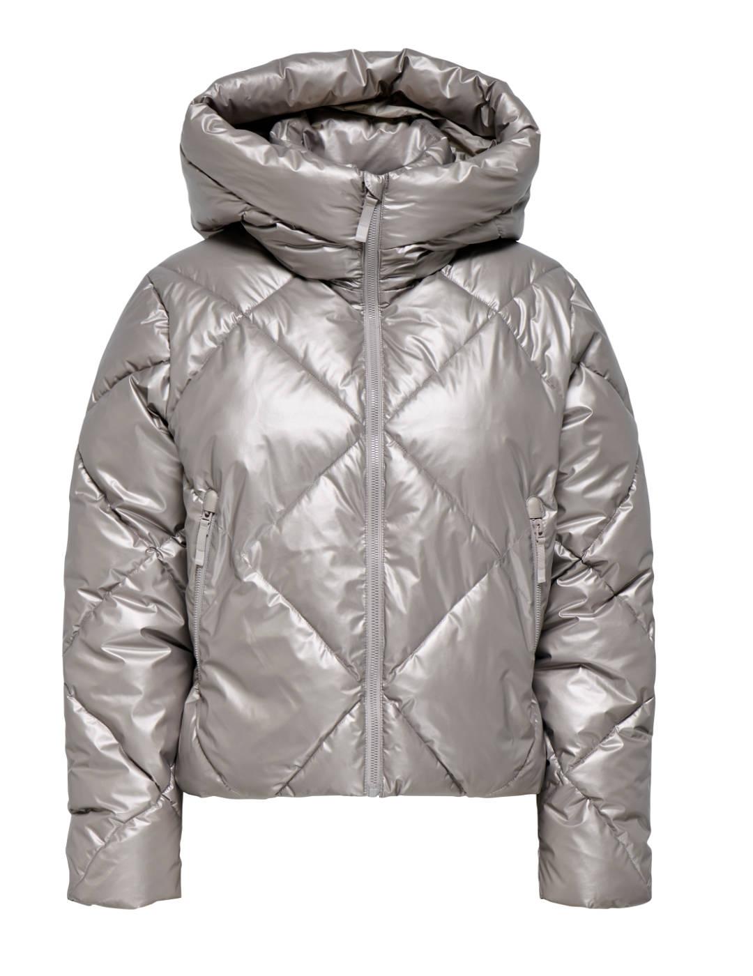 Plumas Only Space acolchado con capucha plateado para mujer