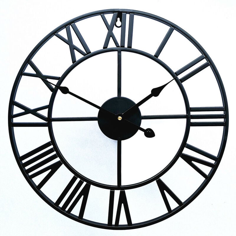Reloj de pared retro de metal, decoración romana para salón (50 cm)