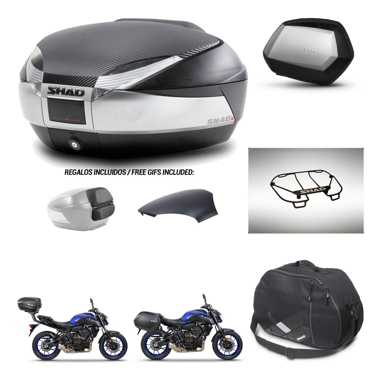 Maletas Laterales + Baul Trasero + Accesorios + Herraje 3P + Herraje Montaje Sh48 Sc Sh35 Premium KIT-255706