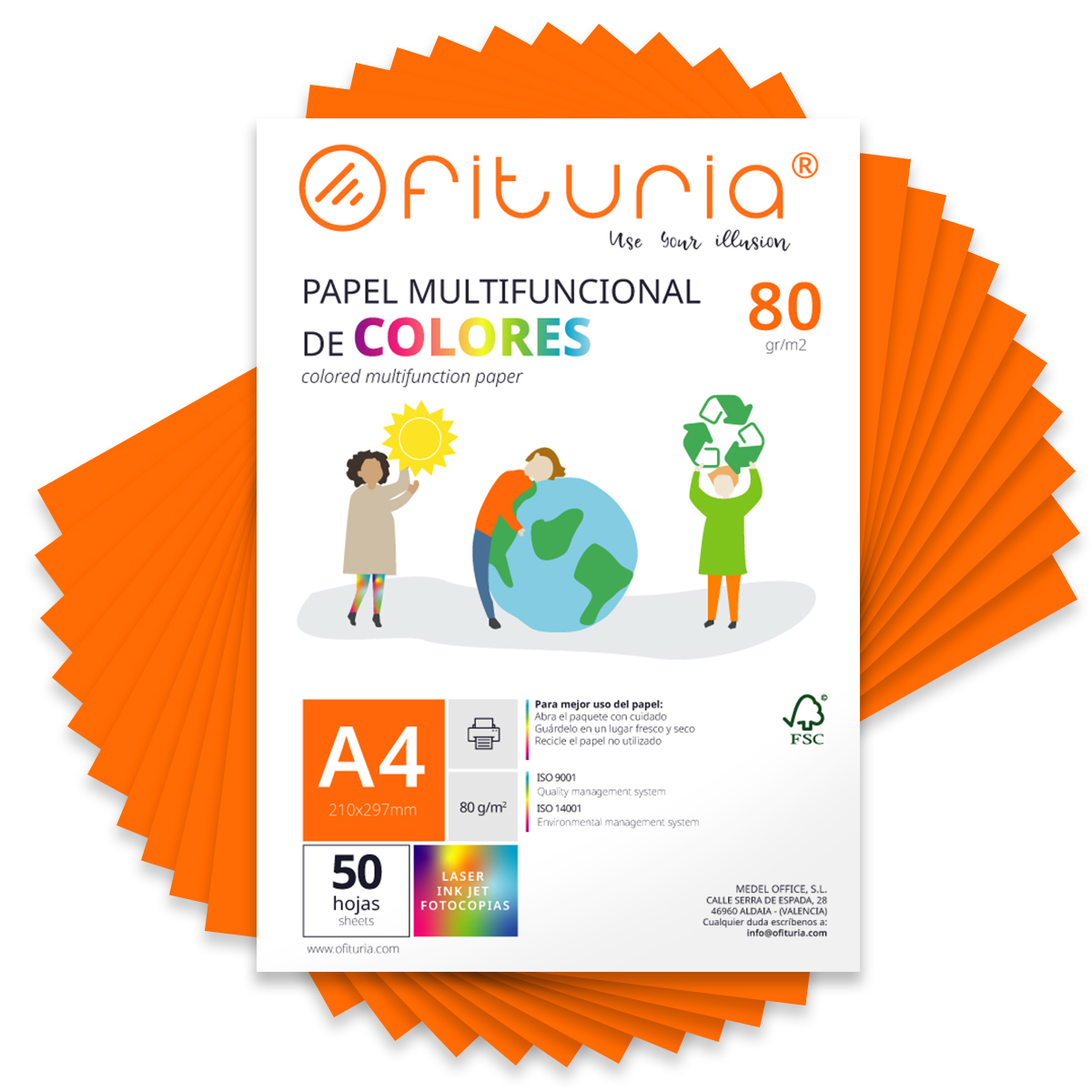 Folios de Colores, Packs de Hojas A4 80gr – Papel de Colores para Manualidades, Impresora, Scrapbooking – Folios Colores – Ideal Origami, Papiroflexia, Oficina y Escuela