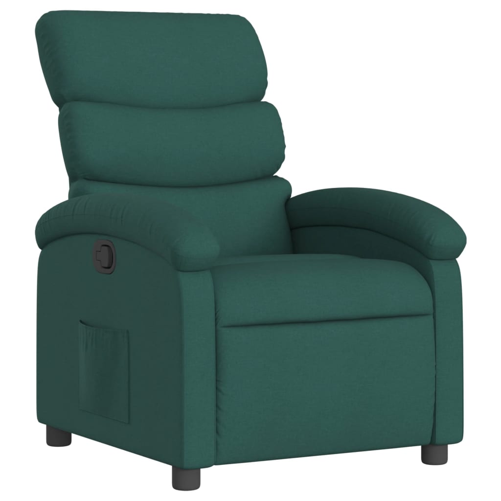 vidaXL Sillón reclinable de tela verde oscuro