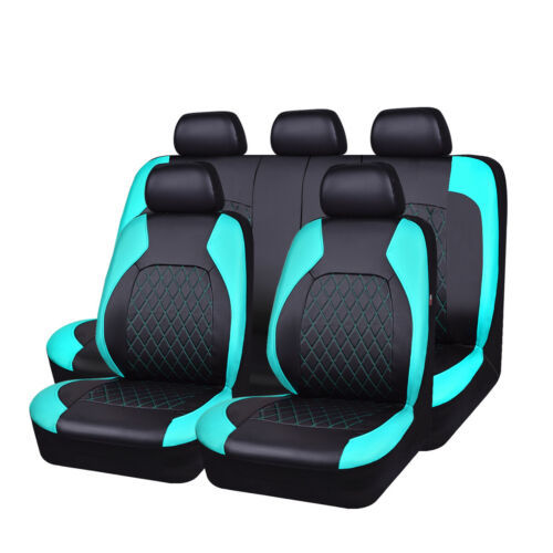 ZE Funda de asiento de coche con cojín de Diamante de una sola Línea, soporte de borde, Cuero de PU, Cuero artificial