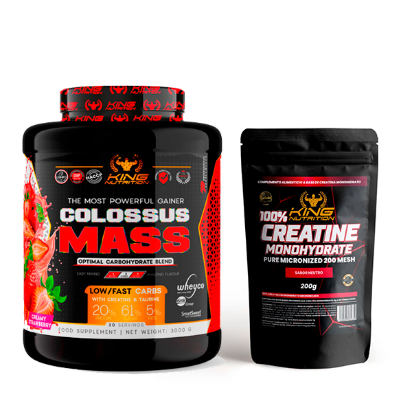 King Nutrition Gainer Colossus Mass 3Kg proteina creatina carbohidratos + 200g de creatine monohydrate