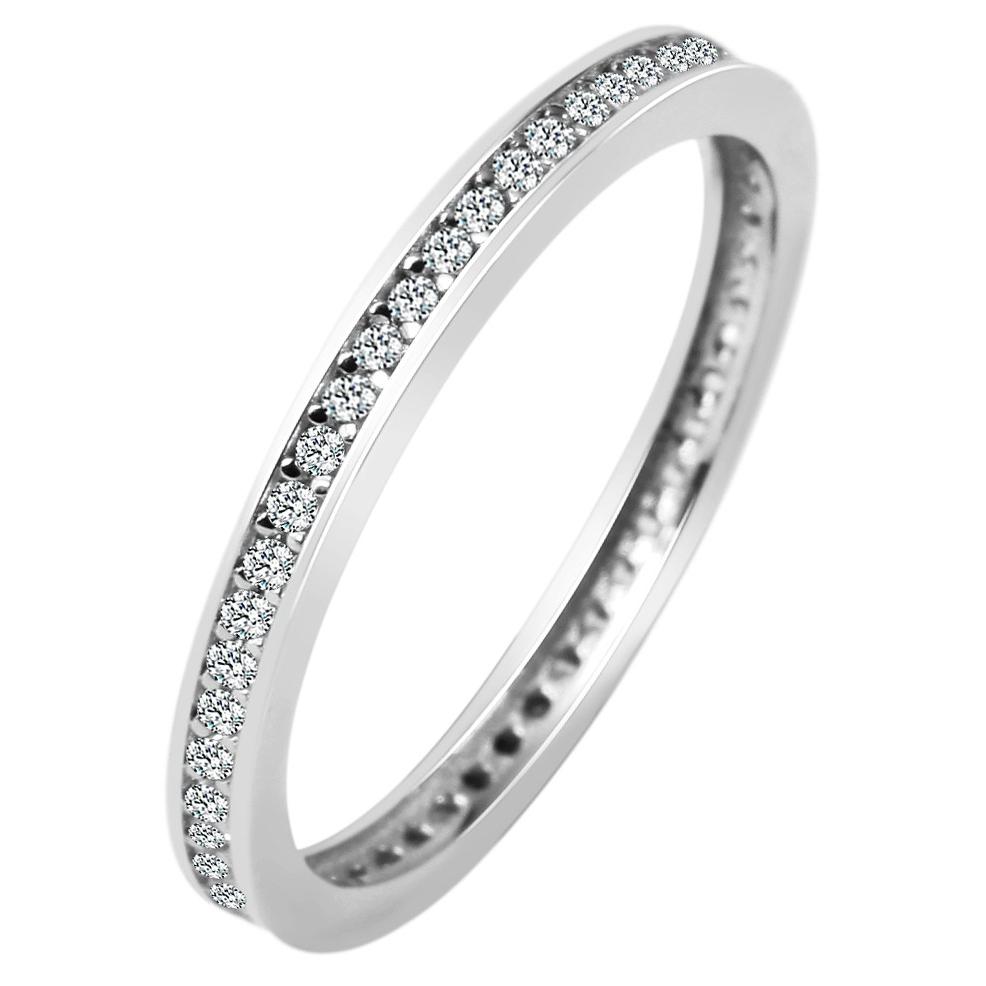 Joalharia Ouro 8k – Anillo em Ouro Branco com Zircônias "Maline" - Tam.58
