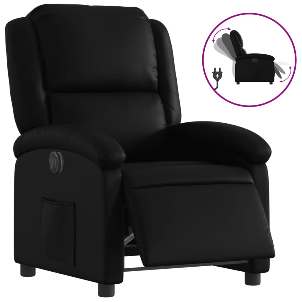 Vidaxl Sillón Reclinable Eléctrico de Cuero Sintético Negro