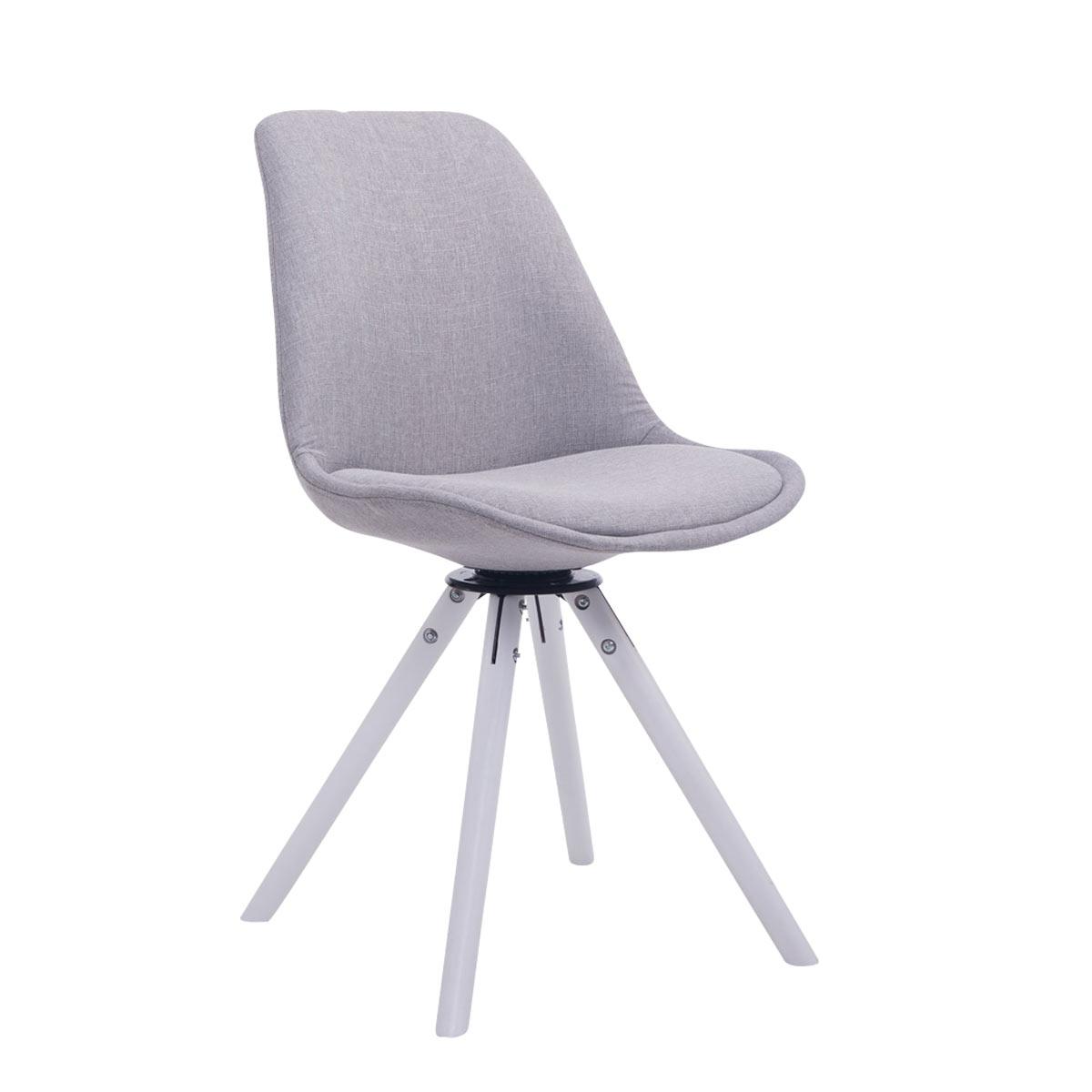Silla para visitas Troyes Rund en Tela Gris,Blanco