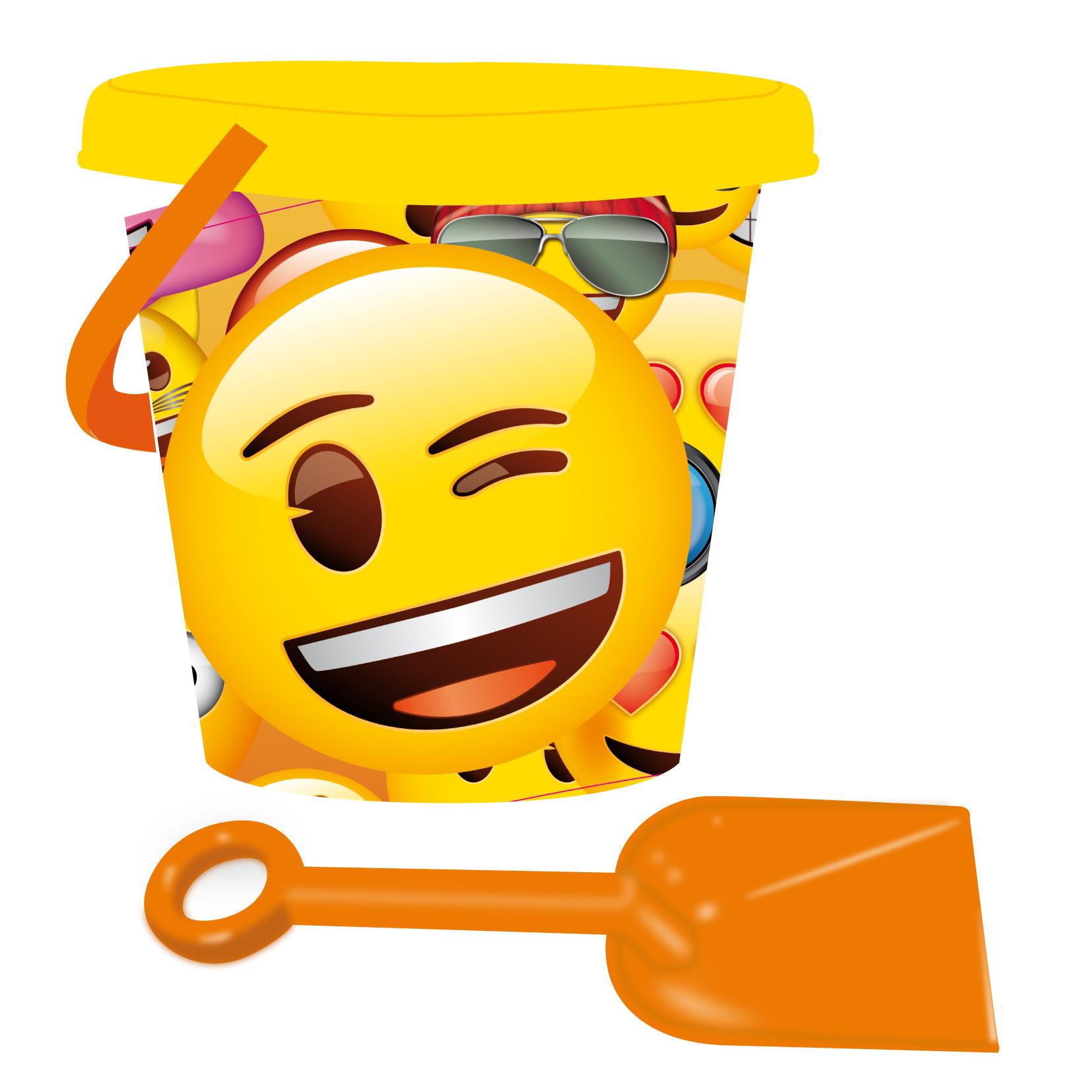 Cubo 14cm para playa con pala diseño Emoji (5891) Ideal Playa