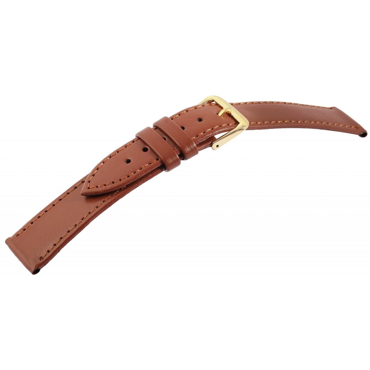 Mestre Artesão® Bracelete de Reloj em Couro Genuíno Castanho - 16mm
