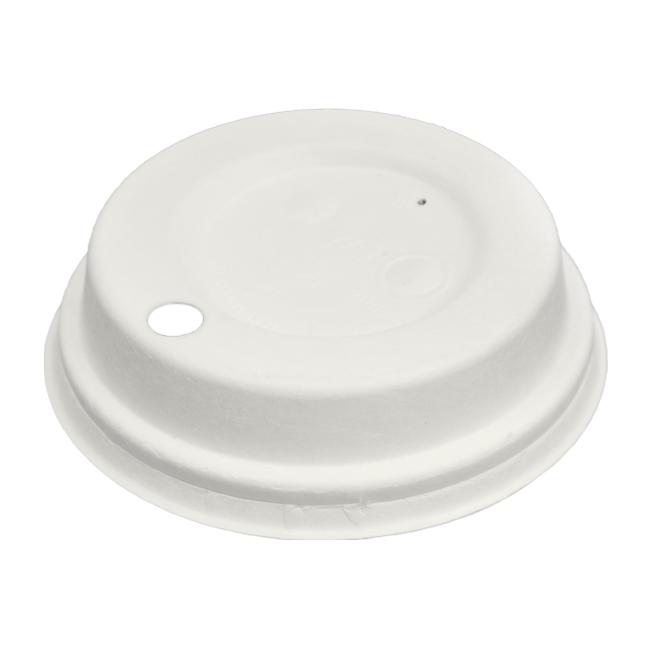 MONOUSO | Tapa Travel con Agujero Fibra Moldeada Blanca Ø8,0cm (50 Uds)