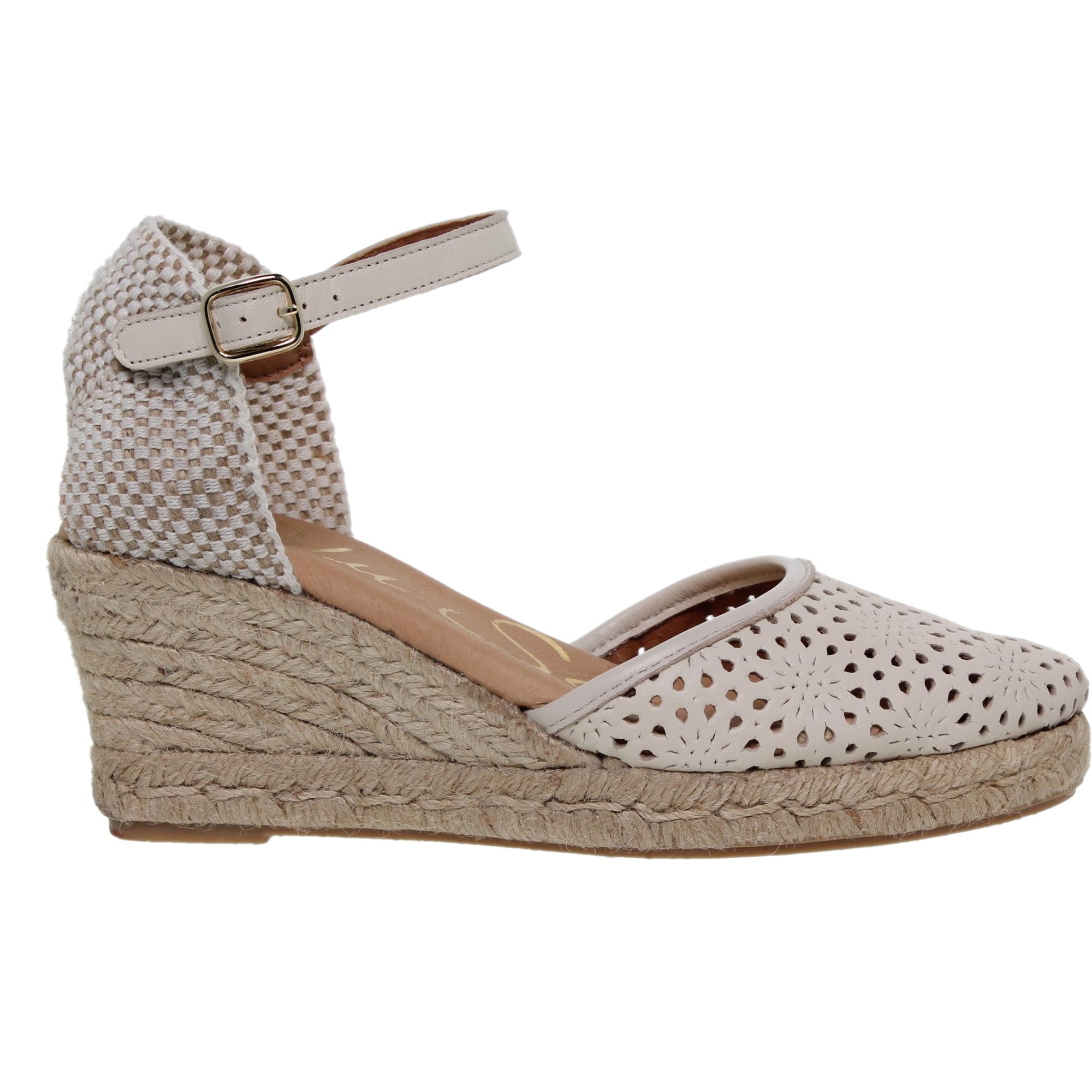Blusandal 2067blu Sandalia Cuña Esparto Mujer Piel Beig