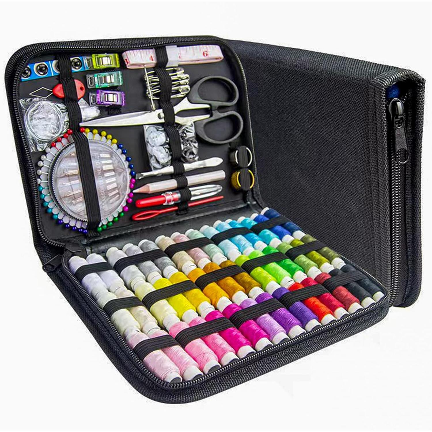TK Kit de Costura,Costurero Accesorios Costura Kit de Accesorios para el Viajes y Principiantes y emergencias (XL-42 bobinas de hilos-Negro)
