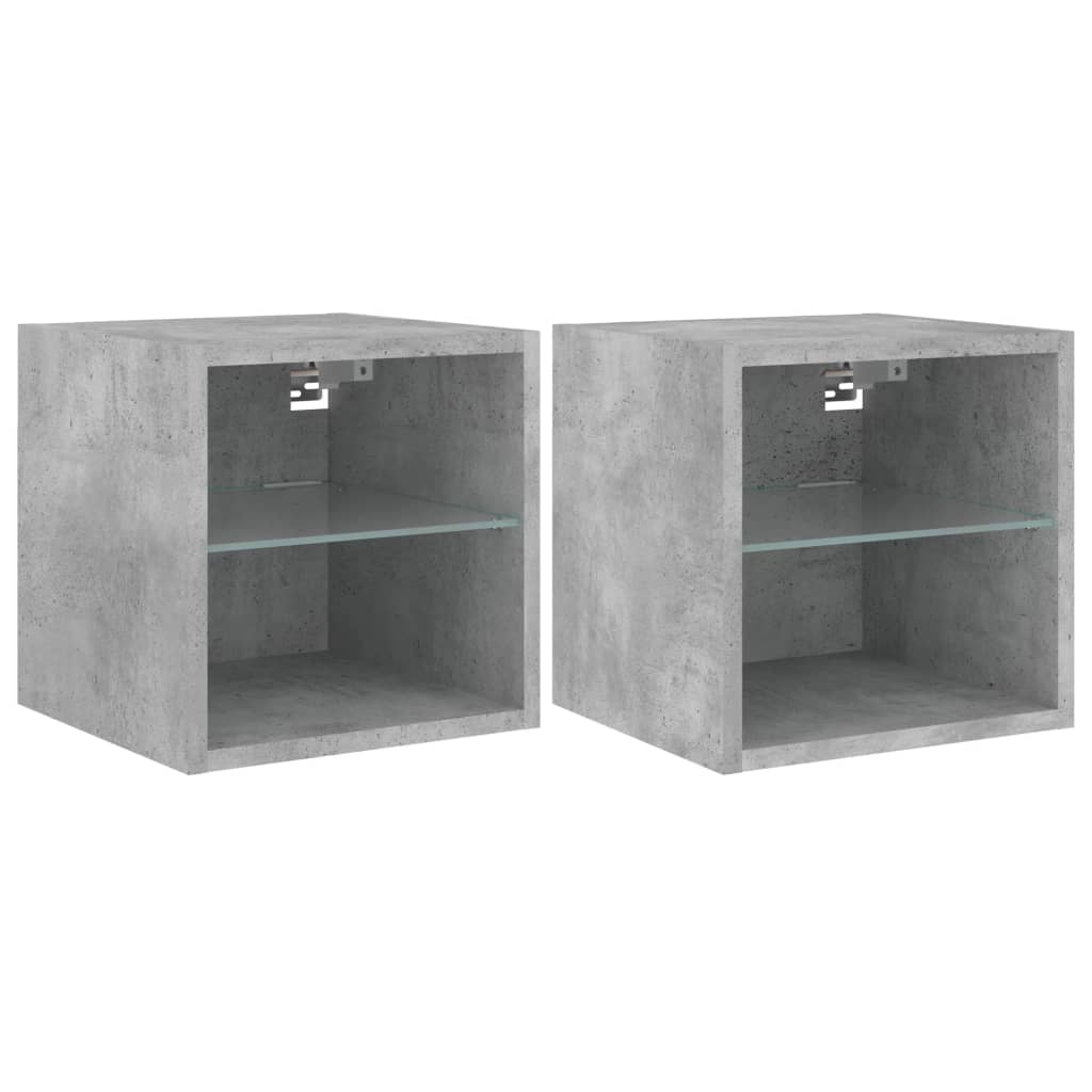 vidaXL Muebles TV de pared luces LED 2 uds gris hormigón 30x28,5x30 cm
