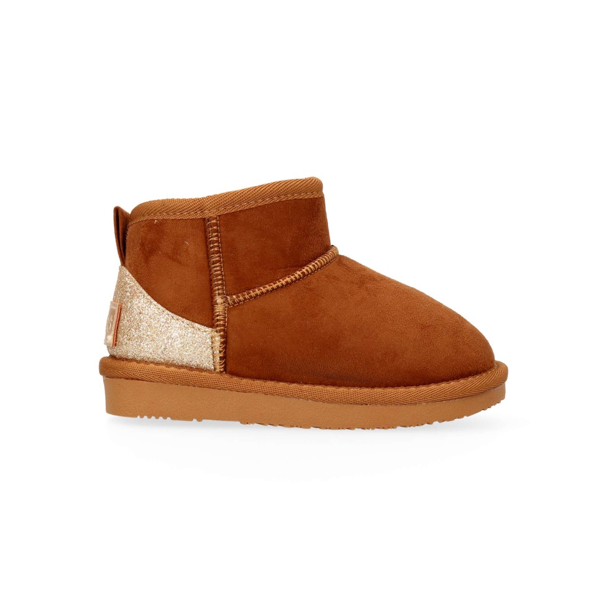 Conguitos - Botas australianas para niña con forro de pelo sintético y detalle glitter dorado en talonera