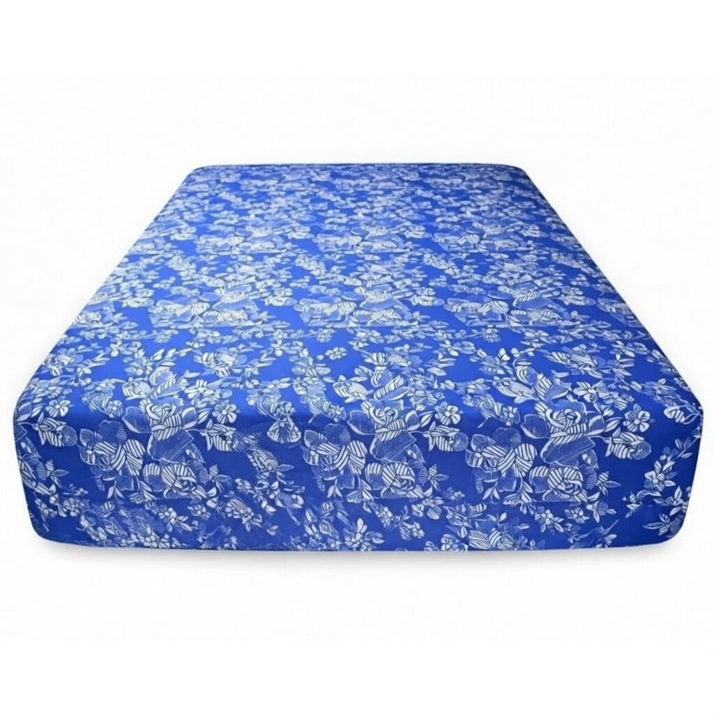 EasySpeed Funda de Colchón con Cremallera para Cama 90/105/135/150/180 cm de ancho y 190/200 cm largo, Protector Colchón Espesor 25 cm Estampado Azul Flores Blancas, Transpitable, Antiácaros
