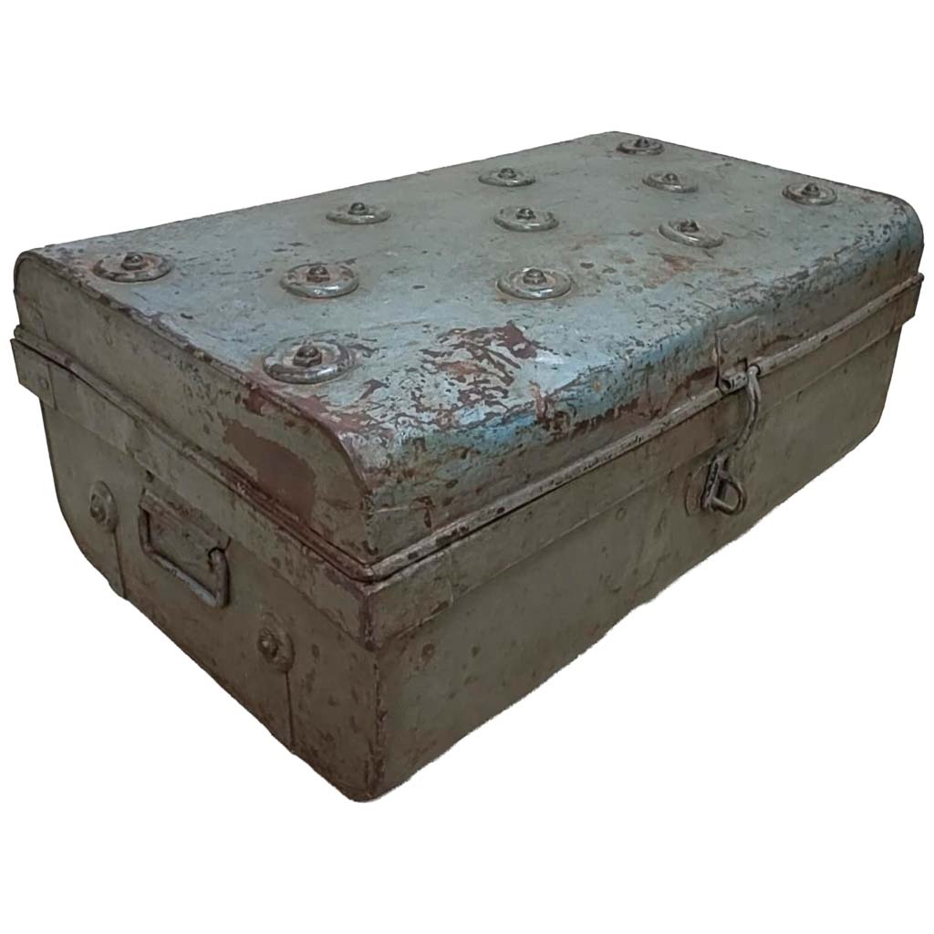 Wonderlust Deco - Maleta de metal acabado artesanal marrón 67x37x25h cm Marrón 67x37x25h cm