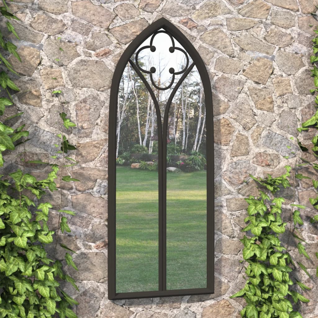 vidaXL Espejo de Jardín Arena Hierro para Exterior 100x45 cm Patio Colgante Color Arena,  Negro, y mas