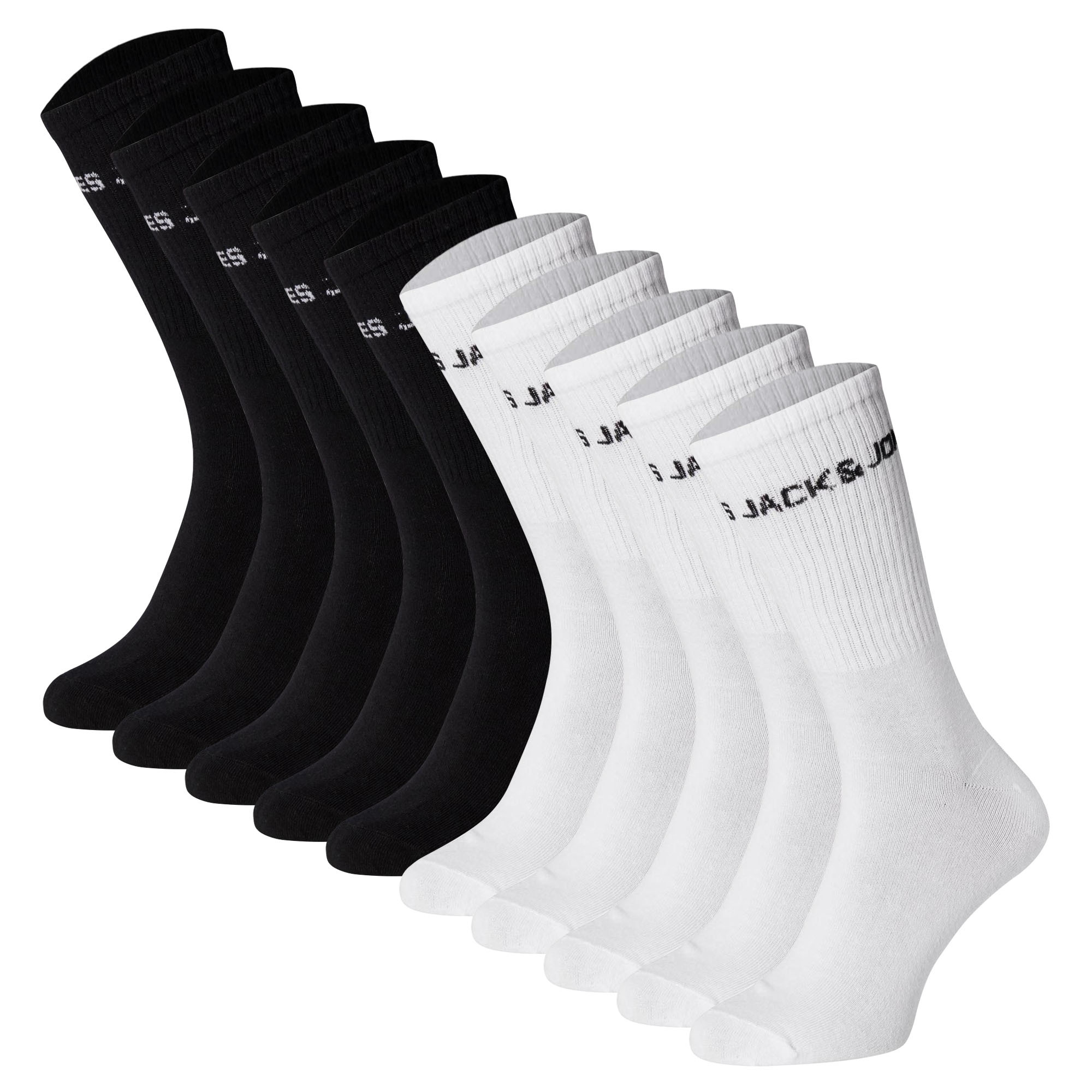 JACK&JONES Calcetines de tenis para niños, lote de 10 - JACBASIC LOGO TENNISSOCK, mezcla de algodón, logotipo JACBASIC LOGO TENNIS SOCK 10 PACK JNR