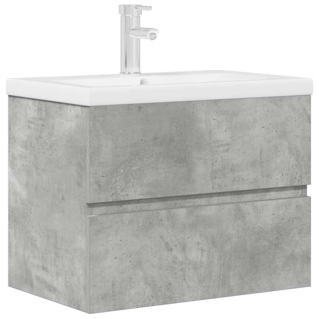 vidaXL Set muebles de baño 2 piezas madera contrachapada gris hormigón