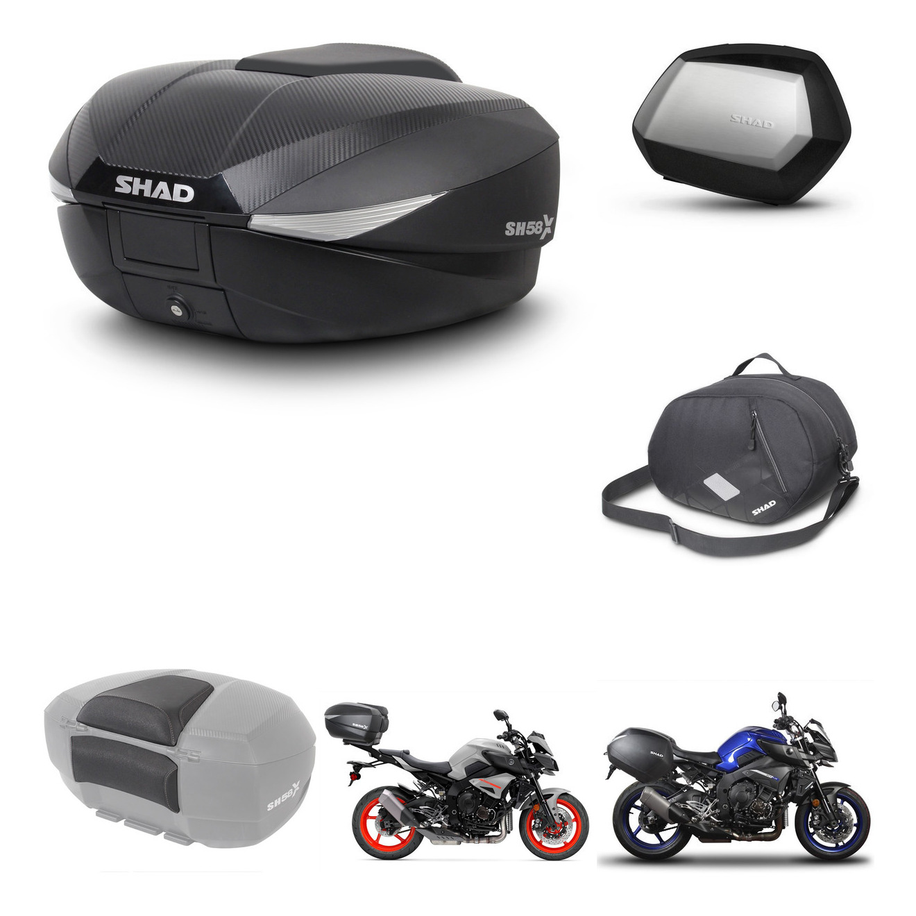Maletas Laterales + Baul Trasero + Accesorios + Herraje 3P + Herraje Montaje Sh58x Sc Sh35 Premium KIT-259935